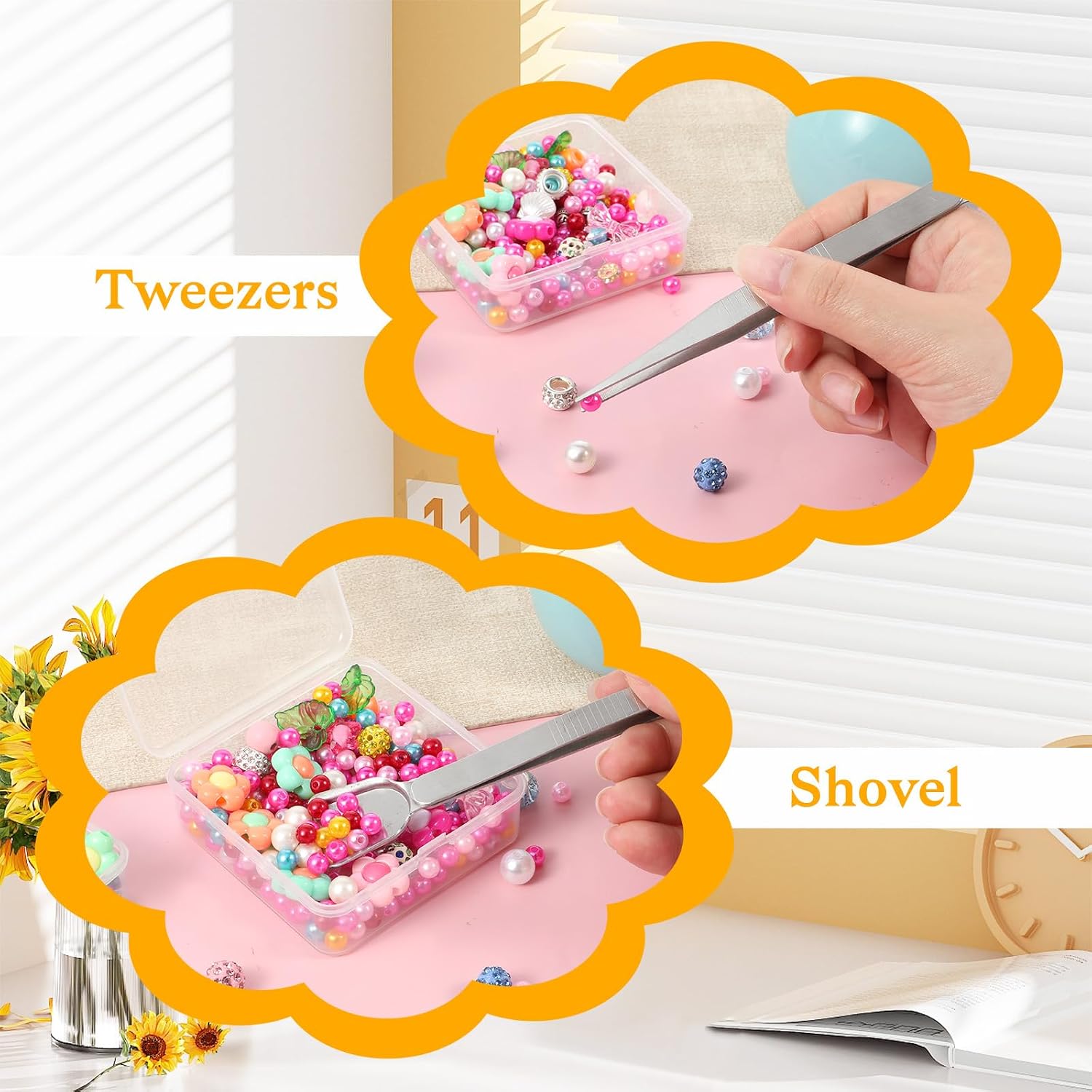 4 Pcs Sprinkles Tool for Cake Decorating Jewelry Septum Earring Ball Bead Holder Screw Grabber Tool Include Tweezer with Shovel Head Spoon Claw Pen Pearl Grabber Sprinkle Pen for Cookie Cupcake Decor