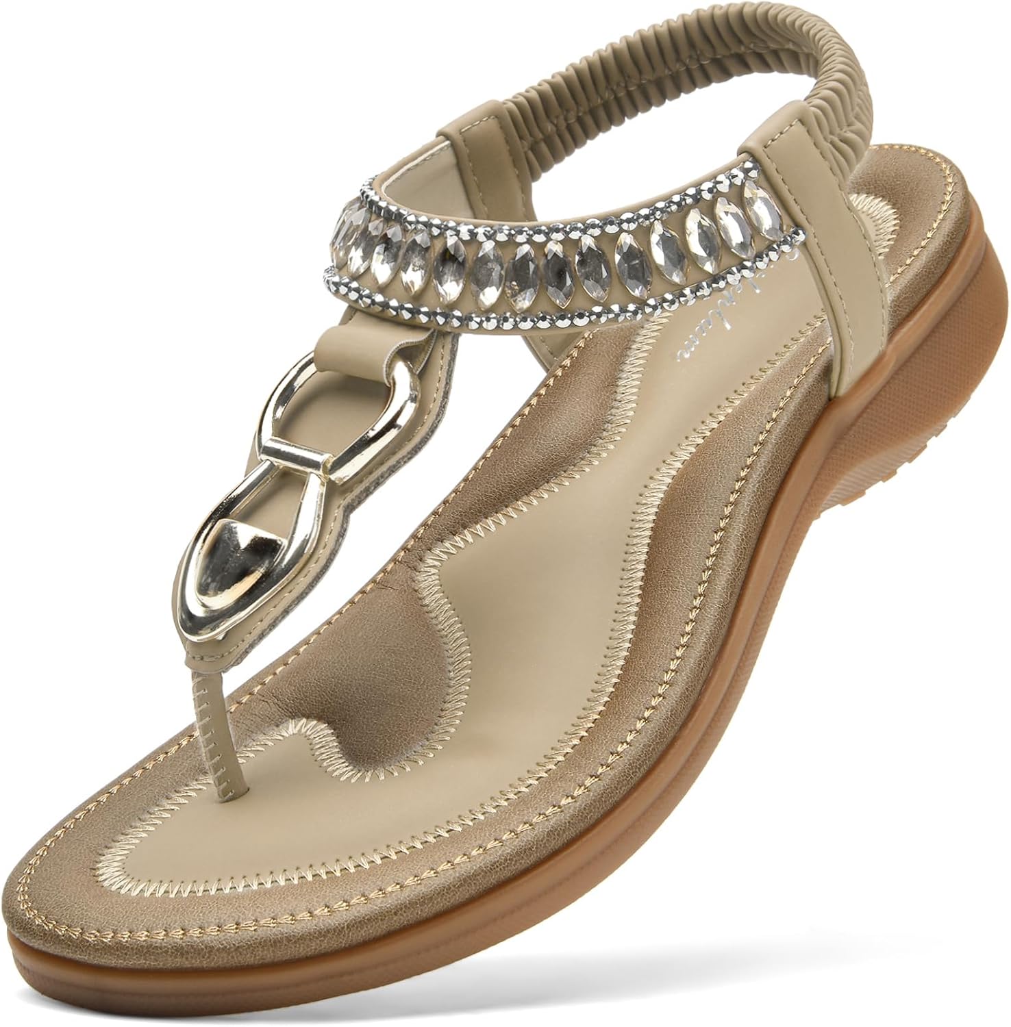 Littleplum Womens Sandals Comfort Arch Support Sandals Summer Walking Shoes Casual Ankle Elastic Flip Flops Sandals