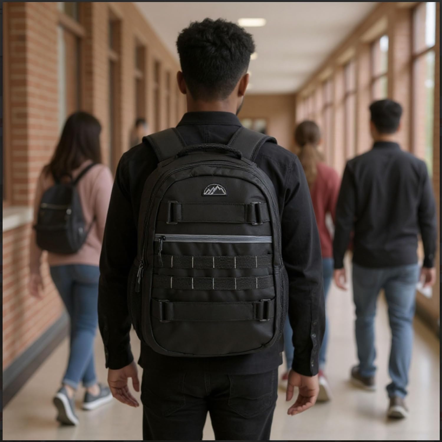 Trail maker (24 Pack Bulk 19 Inch Heavy Duty Dual Compartment Laptop Backpacks with Skateboard Straps for Homeless Adults, College (All Black Pack)