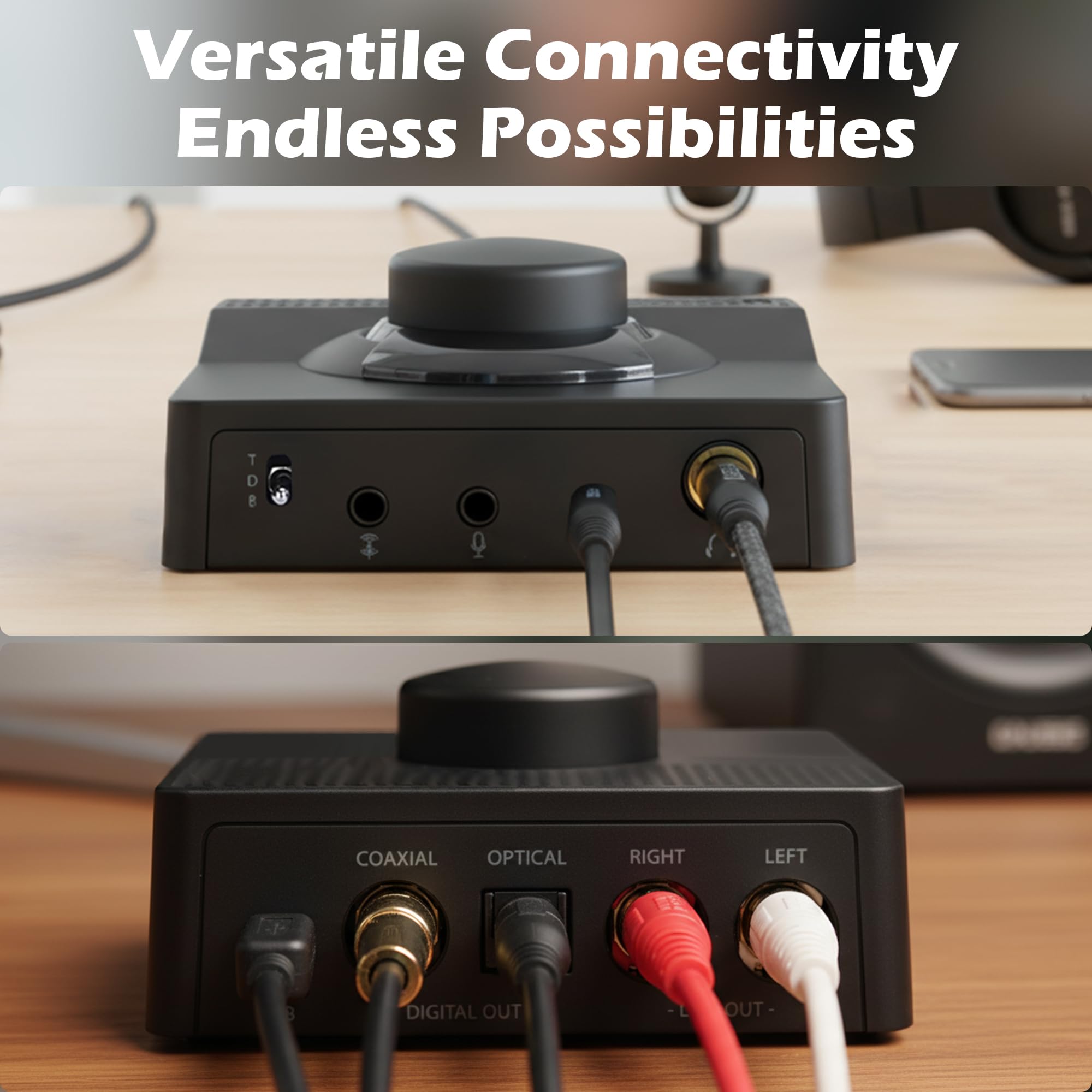 Amplificatore DAC H1, amplificatore per cuffie da digitale ad analogico per PC, 3,5 mm/6,35 mm/microfono/EQ ottico/coassiale/RCA con interruttore alti e bassi, mini amplificatore USB HiFi per cuffie