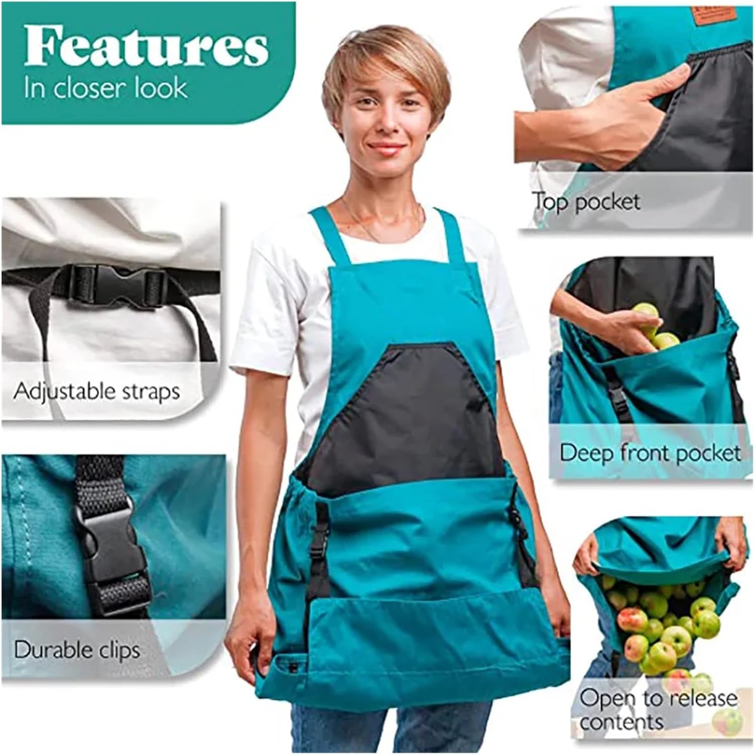 Gardening Apron Waterproof Large Pocket Oxford Cloth Garden Apron with Storage Backpack