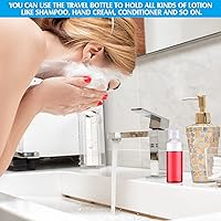 Vista 5 de Eccliy 100 botellas pequeñas de viaje de 3.4 onzas de plástico, botella vacía para apretar, recipiente transparente para champú recargable con 5