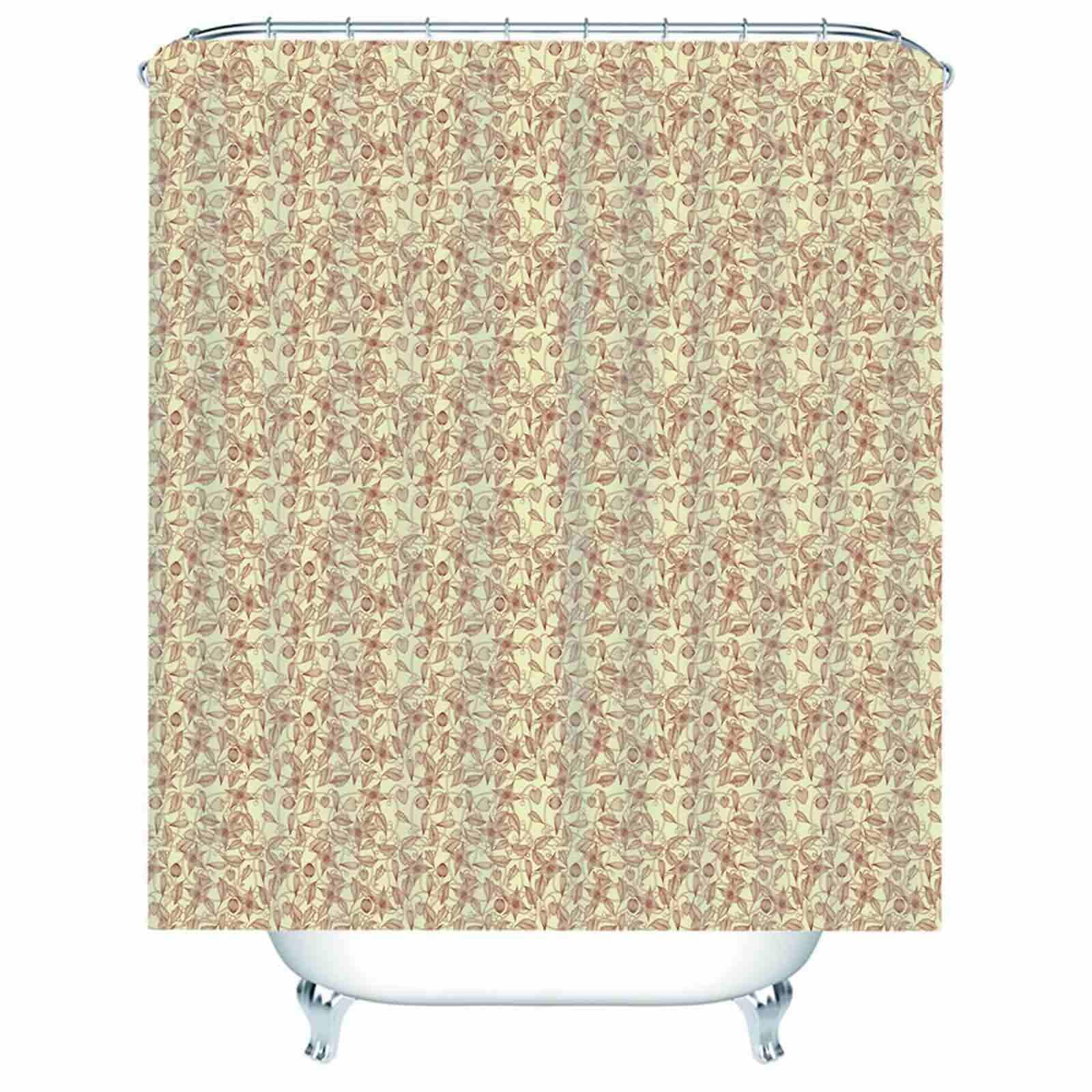Rideau douche luxe imperméable et lavable motif feuilles 180x180cm beige