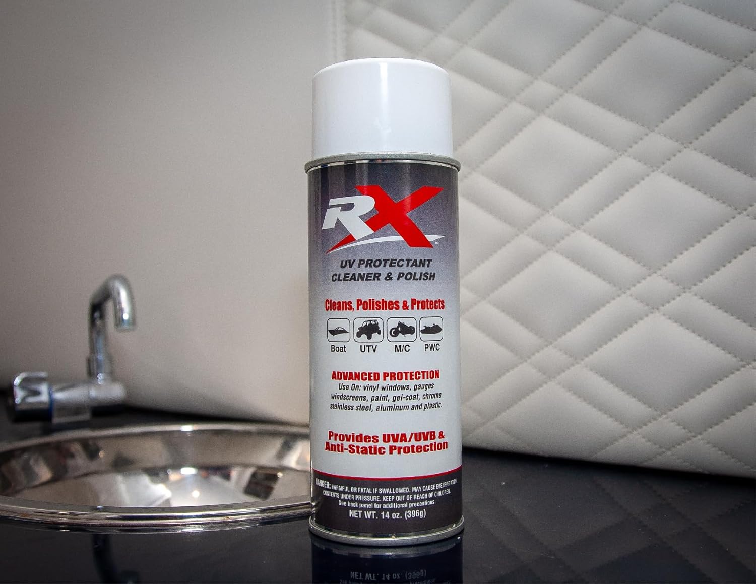 Hardline Products USA RX UV Protectant Cleaner & Polish – Plastic & Vinyl Restorer Spray – Hydrophobic UV Block for Boat Isinglass, UTV Windshields, Motorcycle Visors, & Marine Gel-Coat - 12 Pack