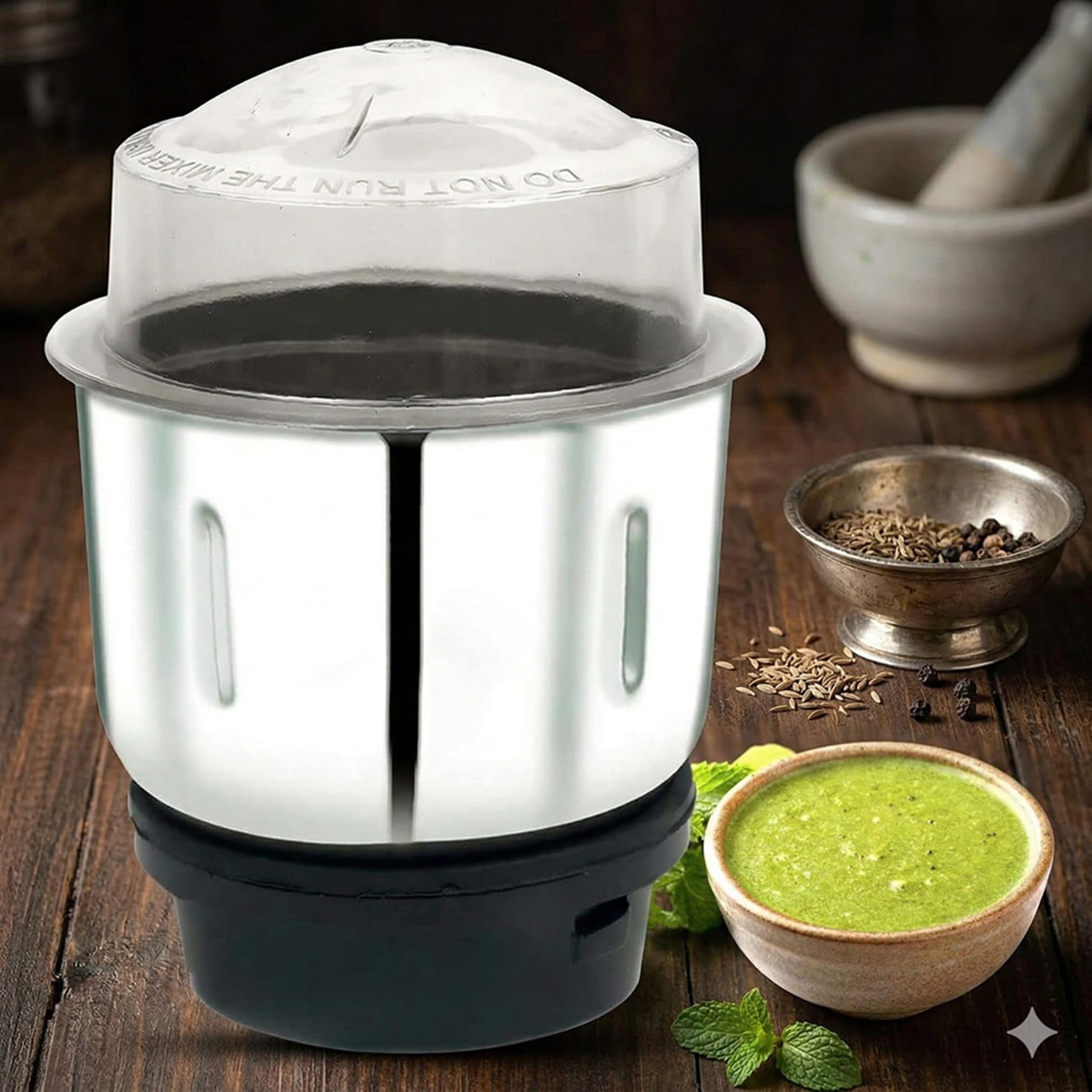 BEYOND BASIC Mixer Jar 400 ml Chutney Jar, Quality Stainless Steel Blades, Suitable for All mixer Grinder With 4 Teeth Coupler 2 Locking System-image-20