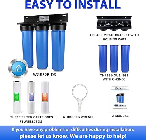 Miniatura 7 de iSpring Sistema de filtro de agua para toda la casa con filtros de agua de sedimentos, polifosfatos antiincrustantes y bloques de carbono,