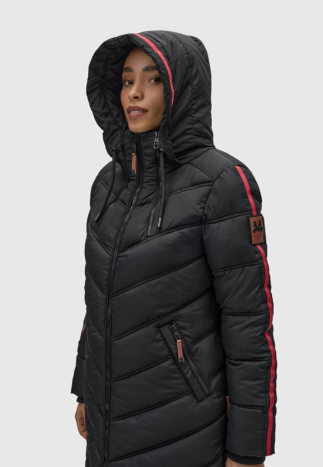 Marikoo Women's Winter Coat with Hood - Quilted Long Puffer Jacket - Thigh-Length - Armasa XS-XXL - Image 4