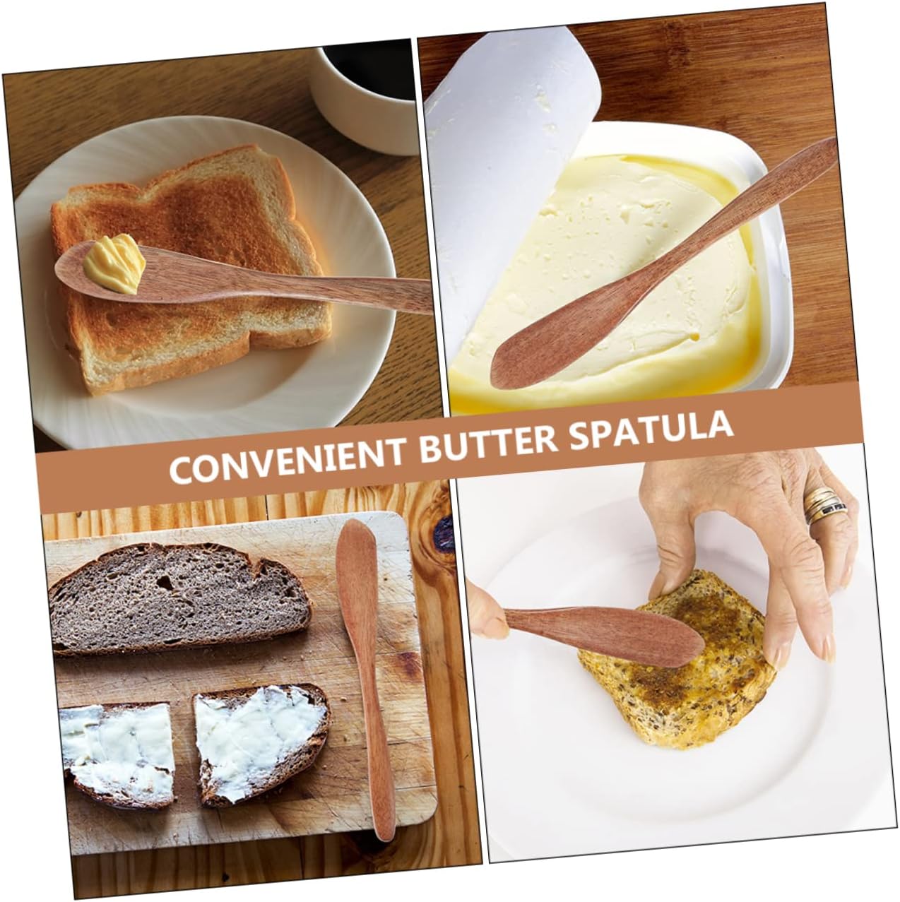 KICHOUSE 6pcs Wooden Spatulas Spreaders Bread Jam Spatulas Ketchup Butter Spreader Kitchen Utensil