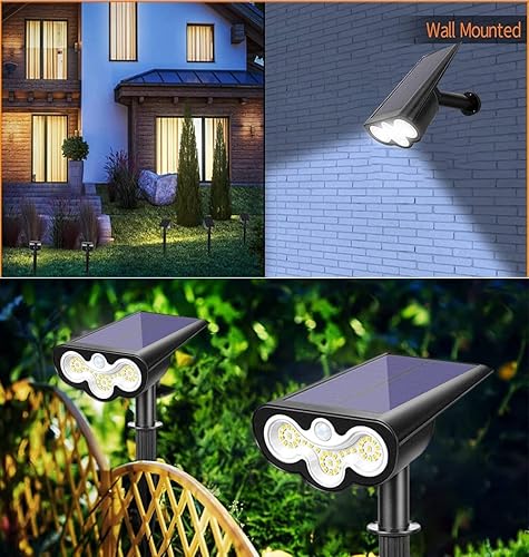 Miniatura 6 de Focos solares con sensor de movimiento para exteriores, paquete de 2, 39 focos LED, luces de pared, IP65, impermeables, para paisaje, exteriores, 3