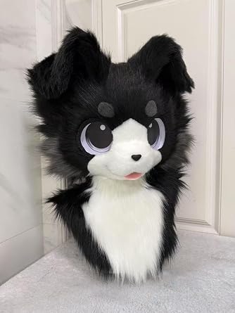 Custom Handmade Fursuit Head, Purple Furry Fur Kigurumi Cosplay Mask, One Size, Unisex Adult Costume Headpiece