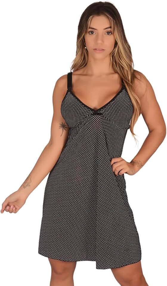 Camisola de Amamentação Feminina Pós Parto em Liganete sem Bojo para Amamentar Pijama Maternidade Adulto de Dormir Luxo Grávida Confortável Gestante Noite