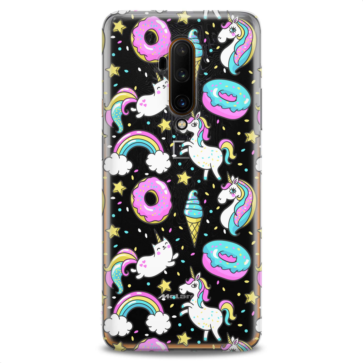 TPU Case Compatible for OnePlus 10T 9 Pro 8T 7T 6T N10 200 5G 5T 7 Pro Nord 2 Food Donut Cute Girls Blue Soft Slim fit Clear Cutie Pink Print Ice Cream Design Flexible Silicone Unicorn Teens