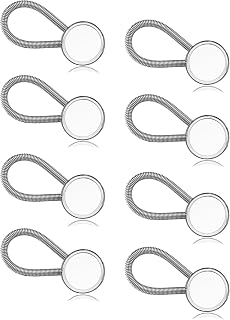 8Pcs Collar Extenders for Mens Shirts Button Extender Soft Elastic Extenders for Neck Tie Dress Coat Silver Tone