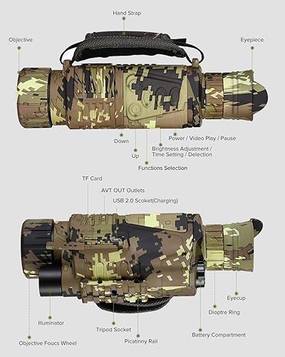 Miniatura 7 de BOBLOV Monocular visión nocturna de 32 GB videocámara de visión nocturna infrarroja alcance óptico digital de 5 x 8 visión nocturna 200 yardas de