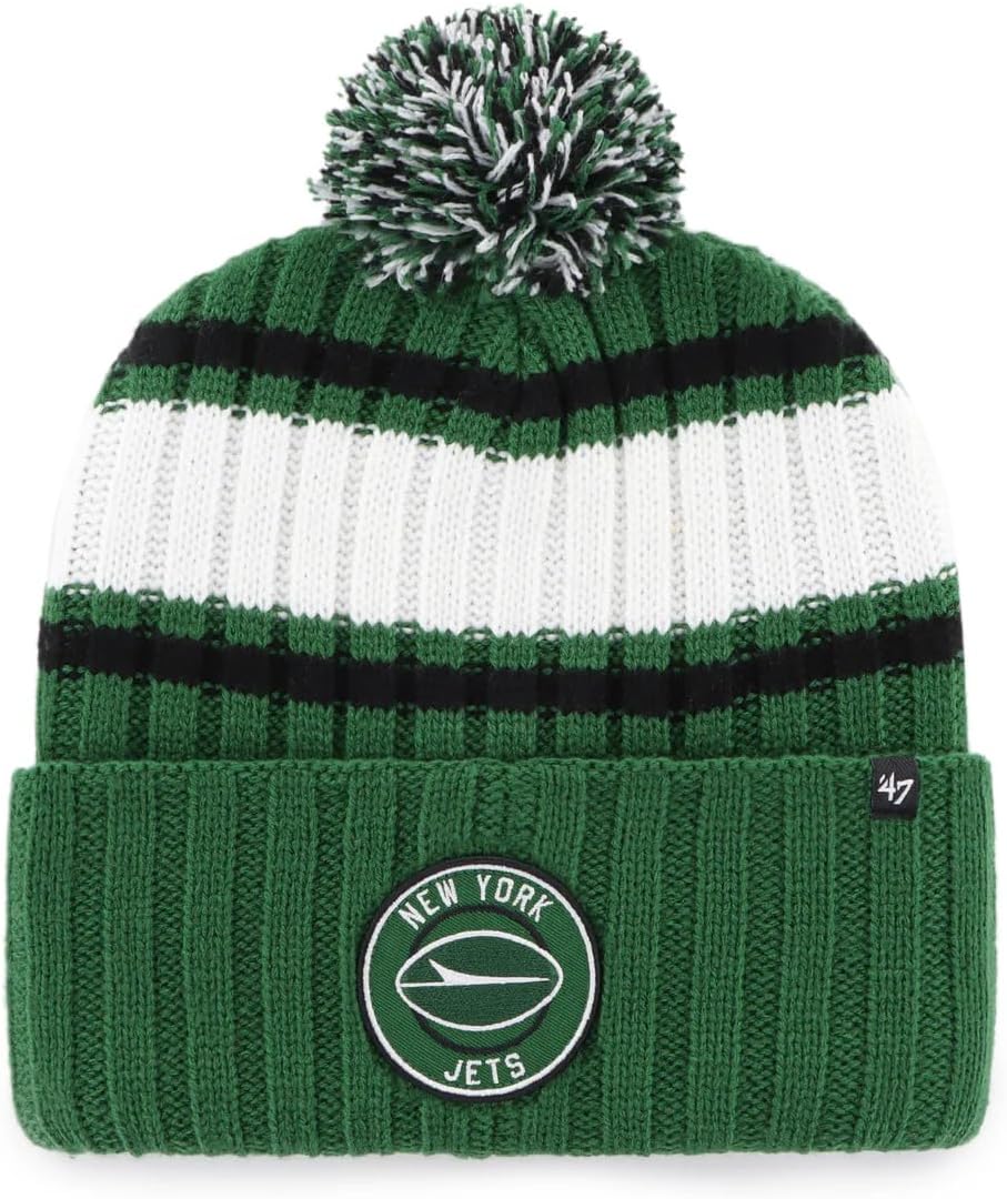 47 Fashion Cuff Beanie Hat with POM POM - NFL Premium Cuffed Winter Knit Toque Cap