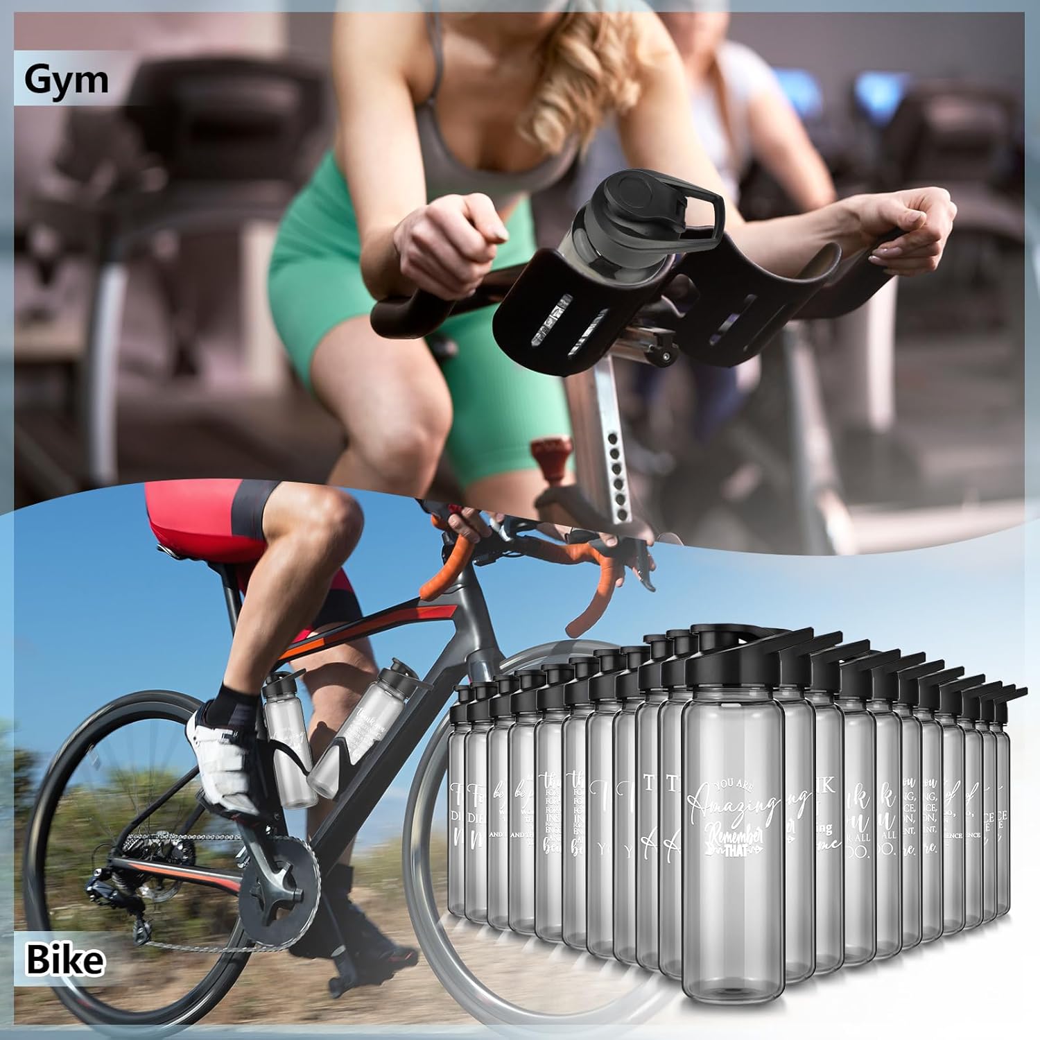 Inbagi 24 Pack Plastic Water Bottles Bulk Inspirational Gifts 24 oz Leak Proof Sports Water Bottle Employee Appreciation Gifts for Teacher Nurse Coworker Staff Coach Social Worker Summer Holiday