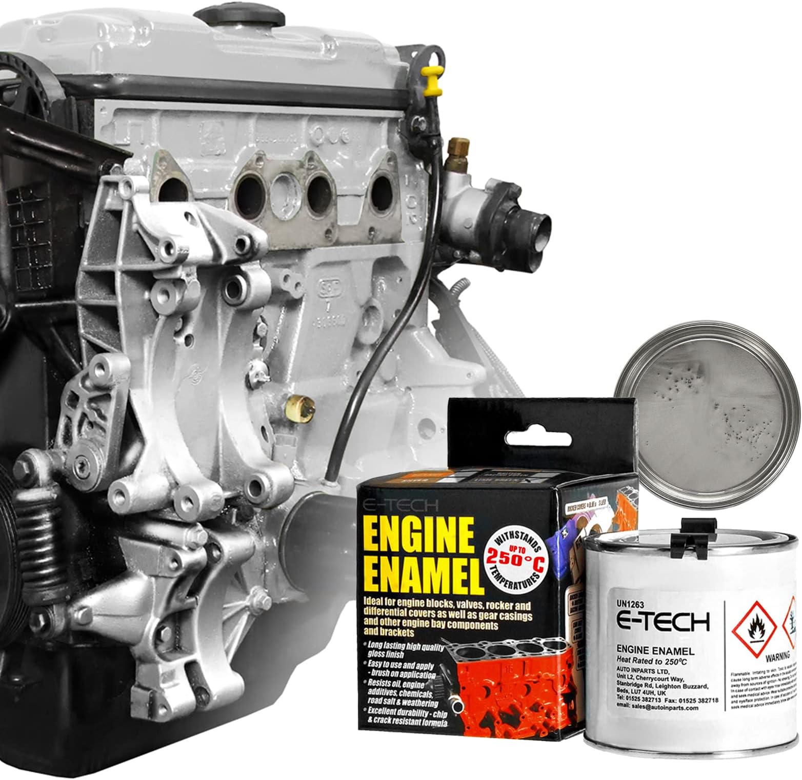 E-TECH - SILVER - Car/Bike Engine Enamel Paint - 250ml…