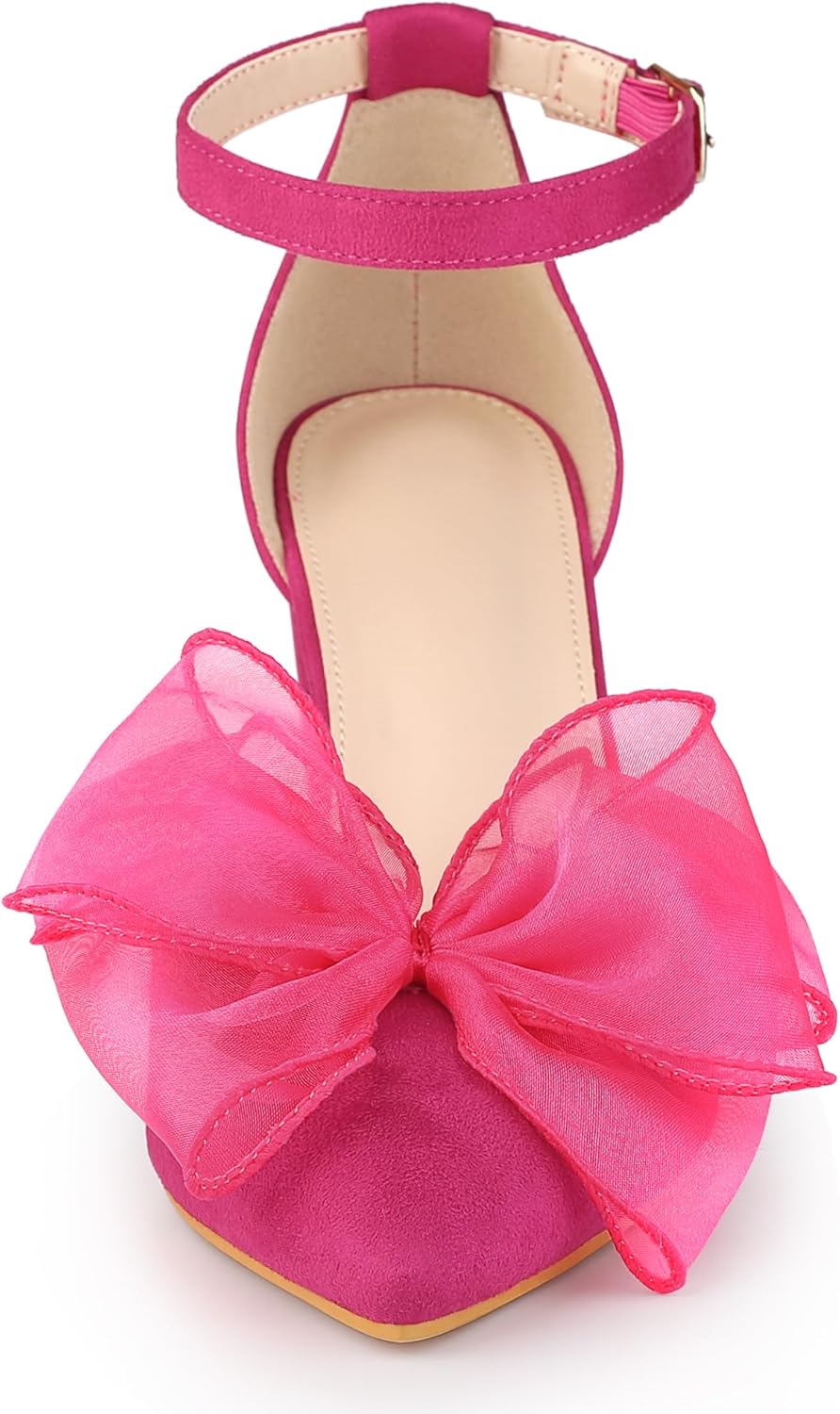 Allegra K Women's Bow Heels Closed Toe Chunky Heel Pumps Sandals