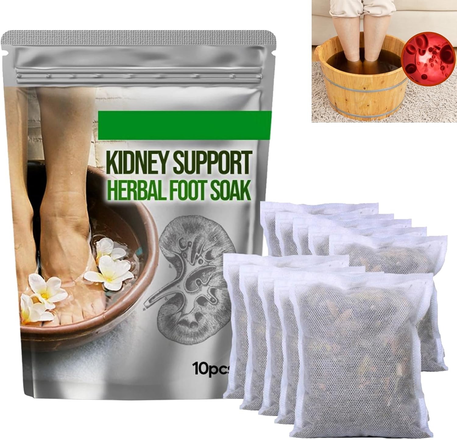 Kidney Support Herbal Foot Soak,Kidney-Health Foot Bath Herb,Kidney Warming Foot Bath Bag,Ginger Foot Bath Bag for Promote Blood Circulation,Herbal Foot Cleansing Soak
