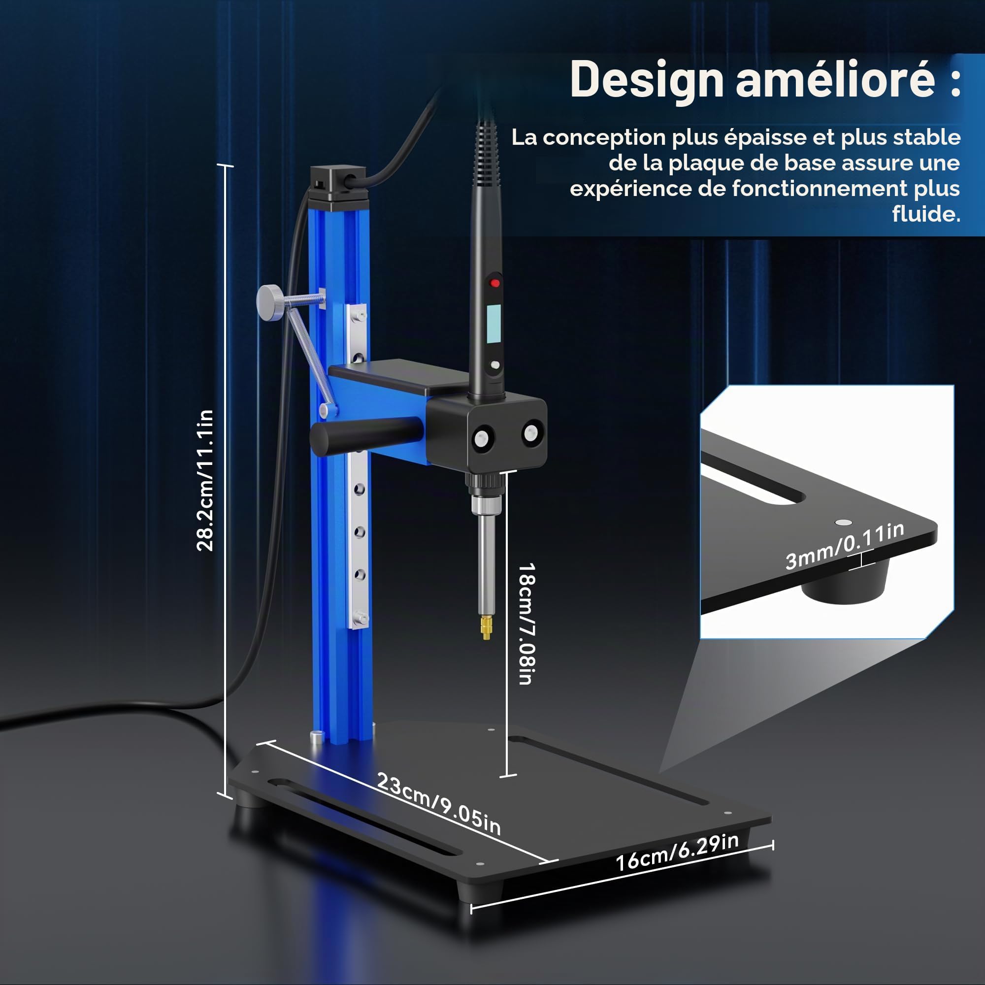 Kit d'aide à la fusion pour inserts filetés - Outil d'insertion thermique en alliage d'aluminium - Outil de fusion vertical avec aide à la fusion en laiton - 7 pièces pour inserts filetés M2