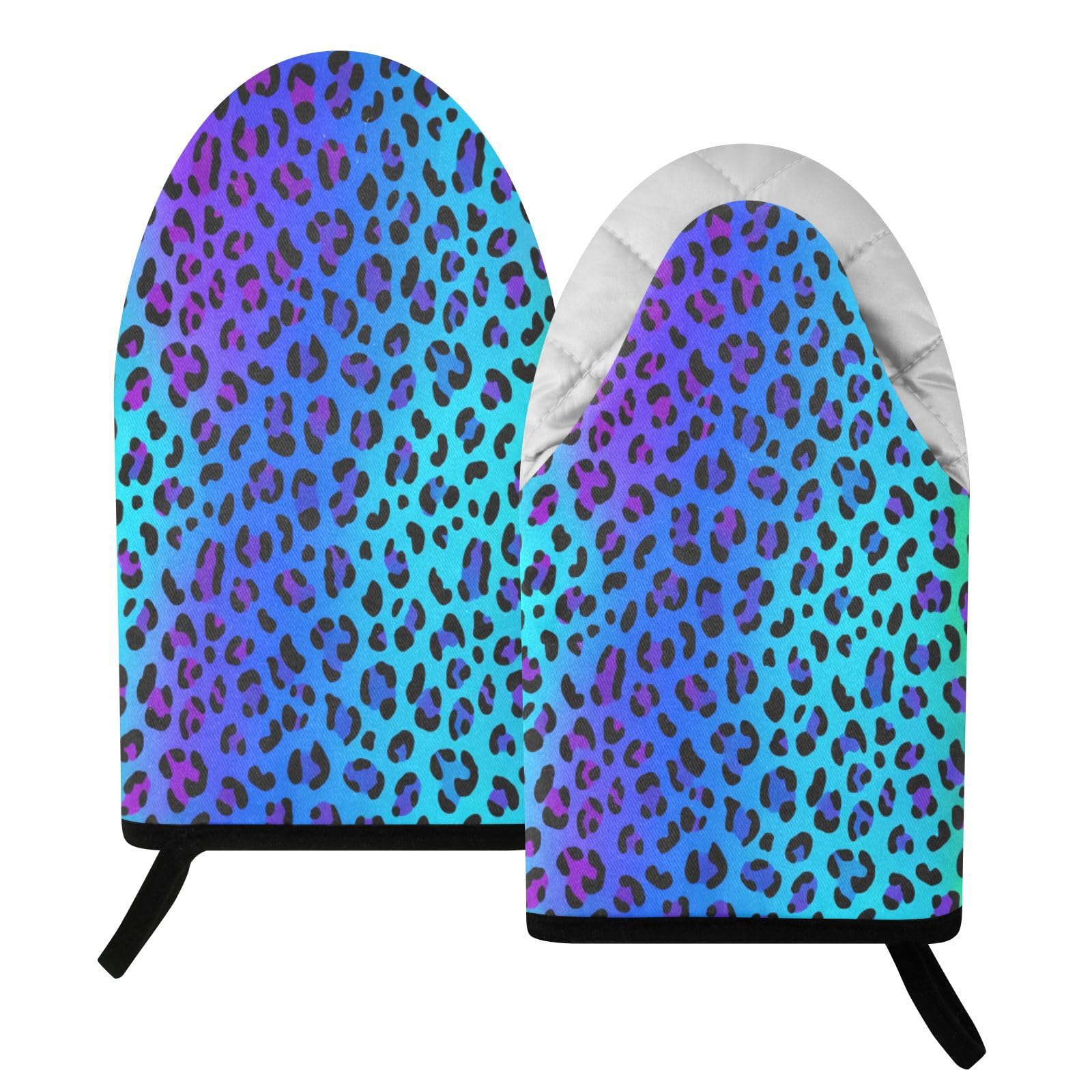 BURSTDDY Leopard Print Oven Mitt,Heat Resistant Kitchen Mitts for Cooking