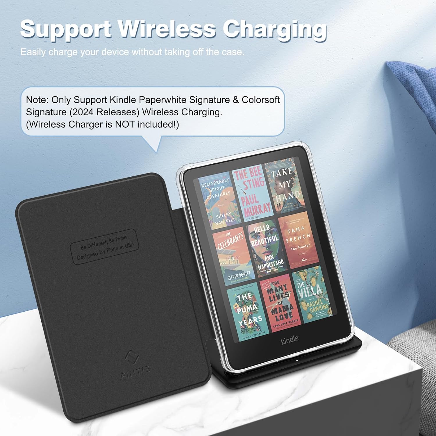 Fintie Case for 7" All-New Kindle Paperwhite 12th Generation 2024 and Kindle Colorsoft Signature Edition, Ultra Clear Soft Flexible Light Transparent TPU Back Case + Flip Vertical Stand Cover,