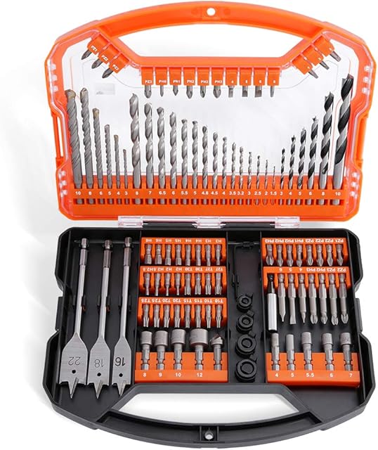 WellCut 101-Piece Multi-Functional Drill & Screwdriver Bit Set for (Masonry, Metal, Wood, Aluminium Accessories for Drills) in a Portable Case for DIY Project Repairs and Maintenance