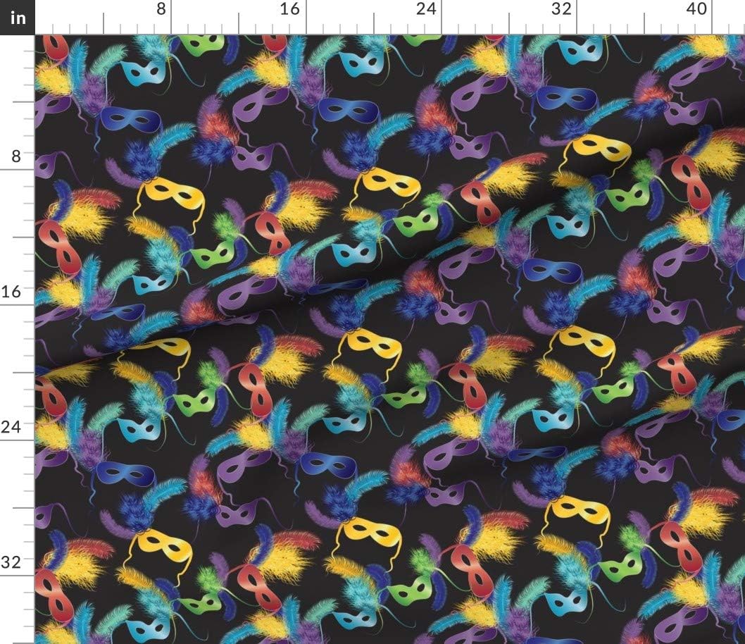 Spoonflower Fabric - Mardi Gras Carnival Carnivale Fat Tuesday Party Green Purple Black Printed on Petal Signature Cotton Fabric by The Yard - Sewing Quilting Apparel Crafts Decor