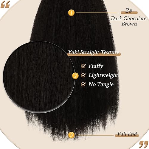 Miniatura 5 de PEACOCO Colas de caballo con cordón para mujeres negras, extensiones de cabello lacio Yaki de 12 pulgadas con clip de cola de caballo corta en cola