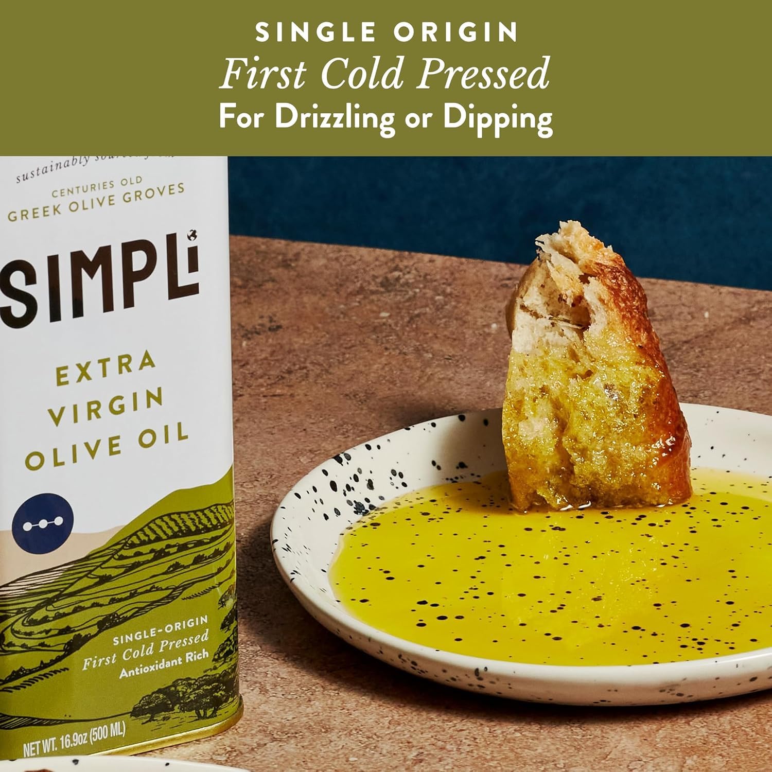 SIMPLi 100% Greek Extra Virgin Olive Oil, Olive Oil Extra Virgin Cold Pressed from Koroneiki Olives, Single Origin from Sparta with Bright Peppery Flavor, (2 Pack, 16.9 oz each)