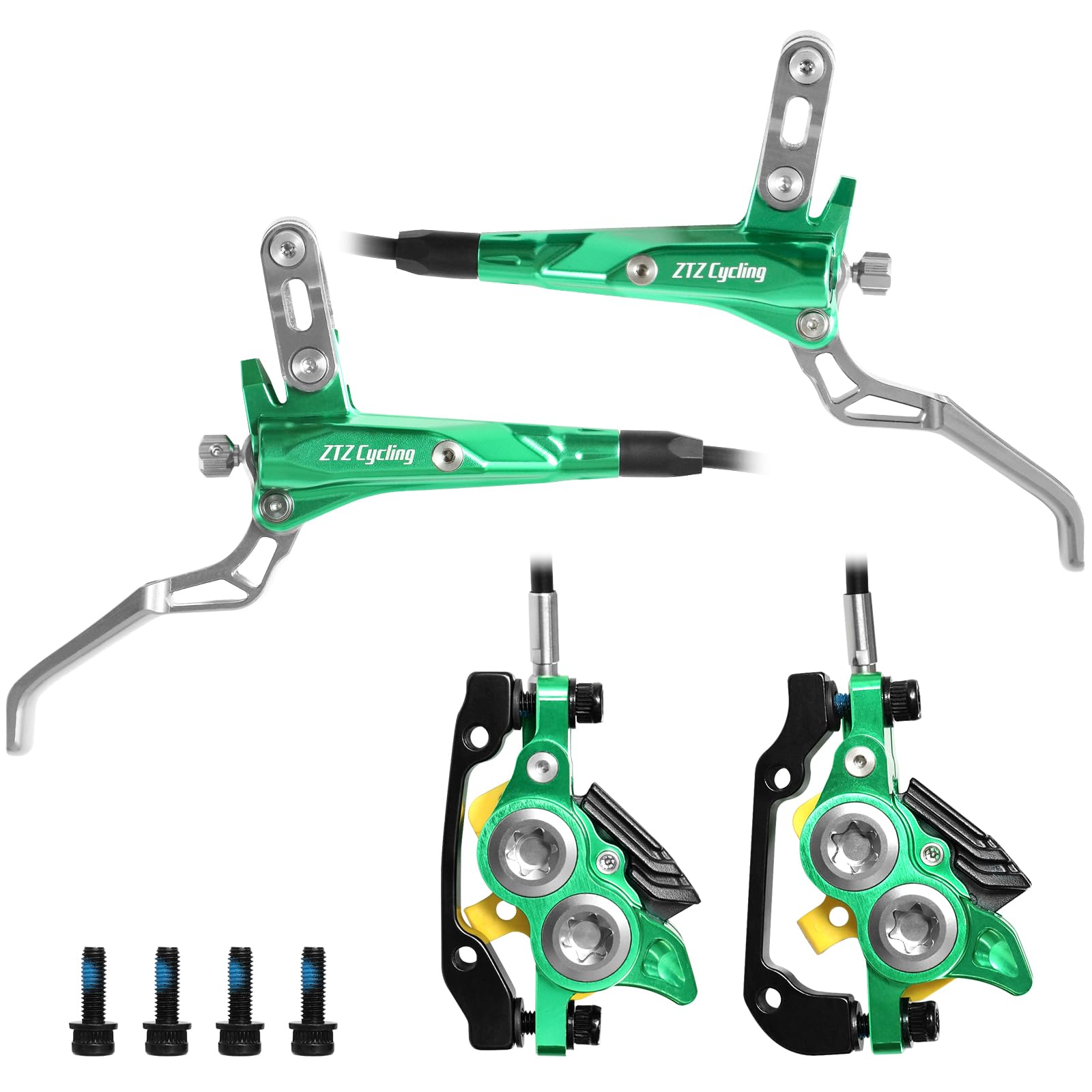 MTB油圧ディスクブレーキセット色々あります Amazon | ZTZ MTB 4ピストン油圧ブレーキセット、セラミックパッド付き