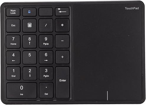 Lazmin112 Wireless Numeric Keypad, 22 Keys 2.4G Bluetooth Number Keyboard with Touchpad, Type C Interface, Support for Win, for iOS, for Android, for OS X SystemsBlack