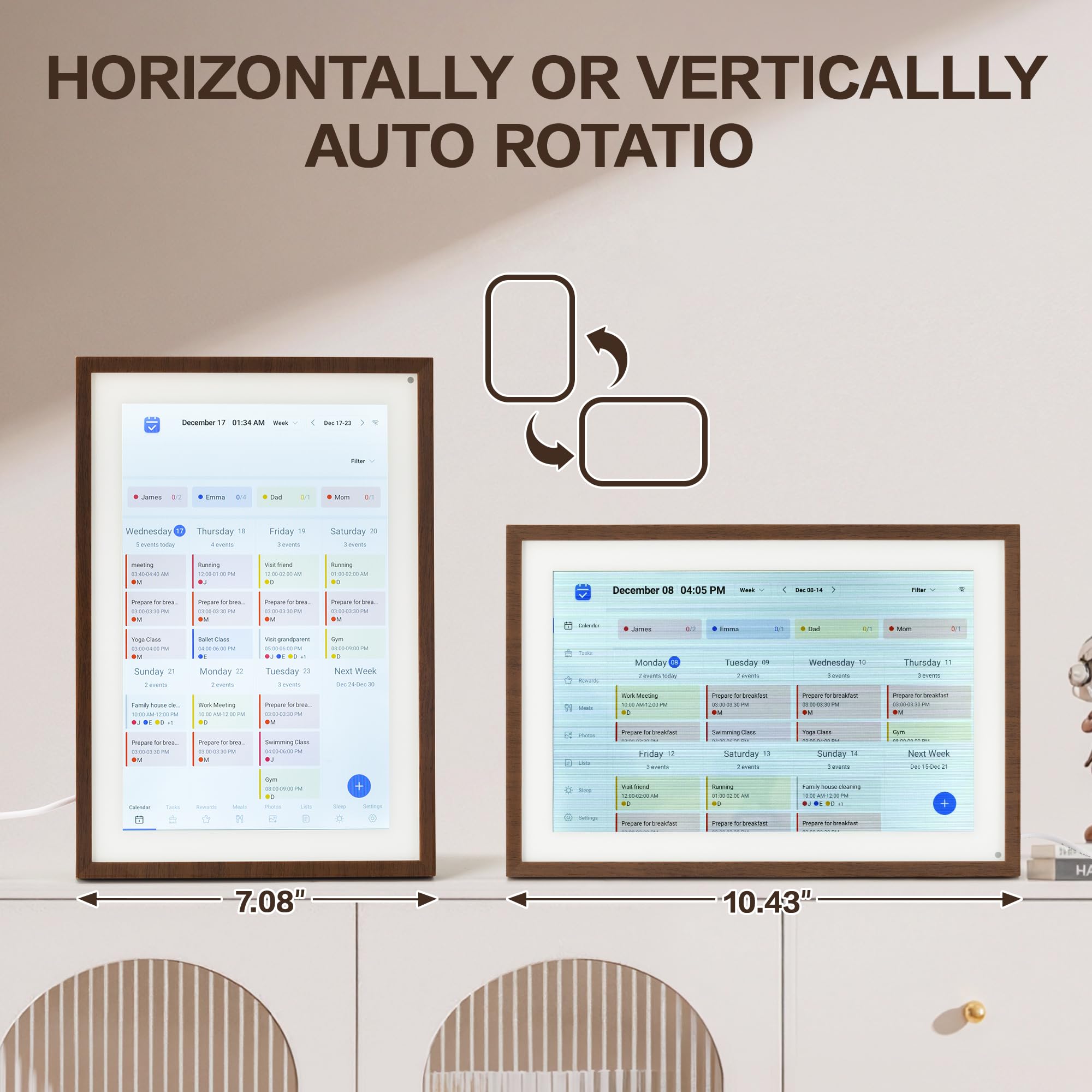 10,1 Zoll Digitaler Kalender, Smart Elektronischer Kalender mit HD-Touchscreen - Digitaler Familienplaner mit Aufgabendiagramm, Mahlzeitenplaner & Fotorahmen, Multi-Kalender-Synchronisierung