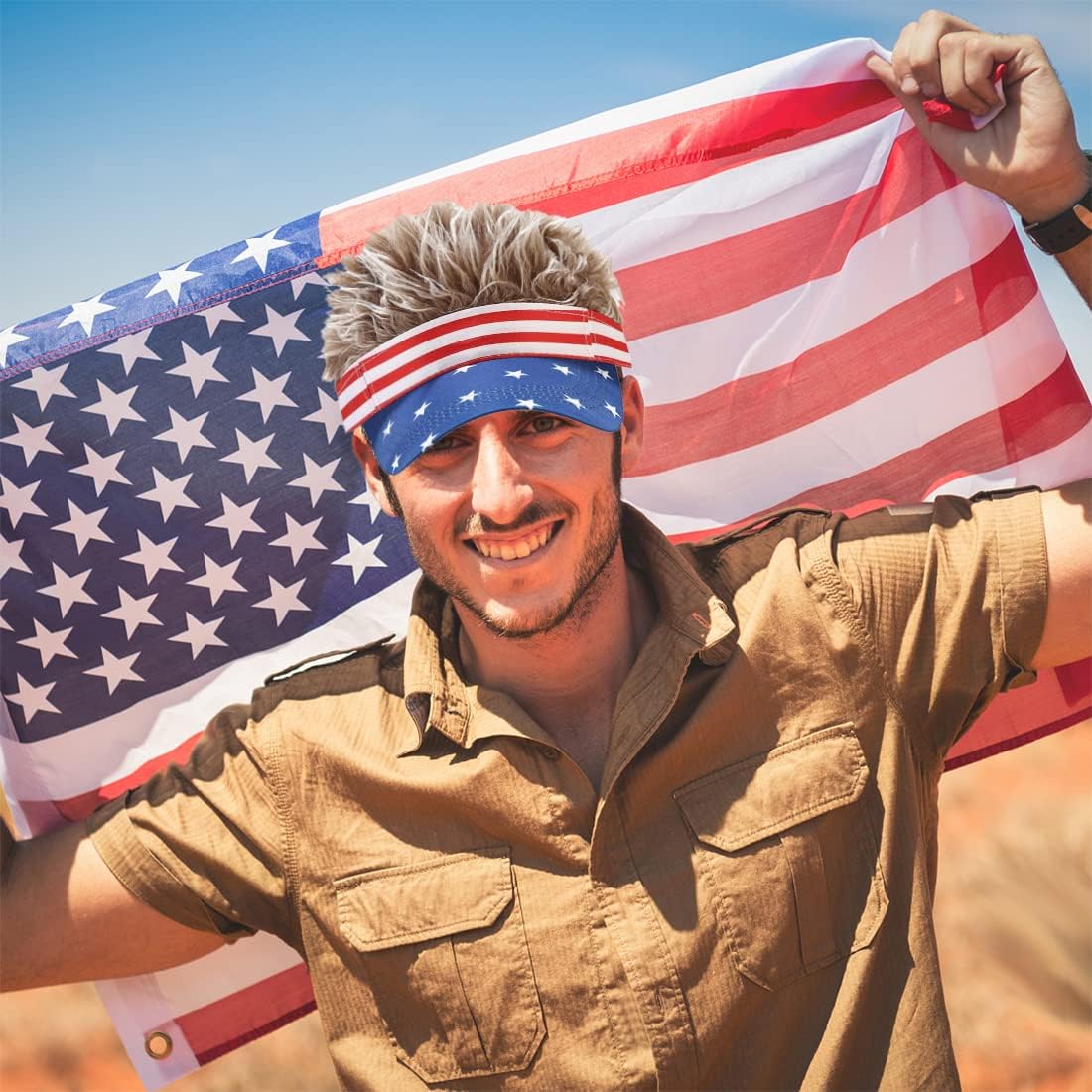 Malaxlx Mens Visor Cap Wig Adjustable Baseball Cap Golf Hats with Fake Hair - Image 2