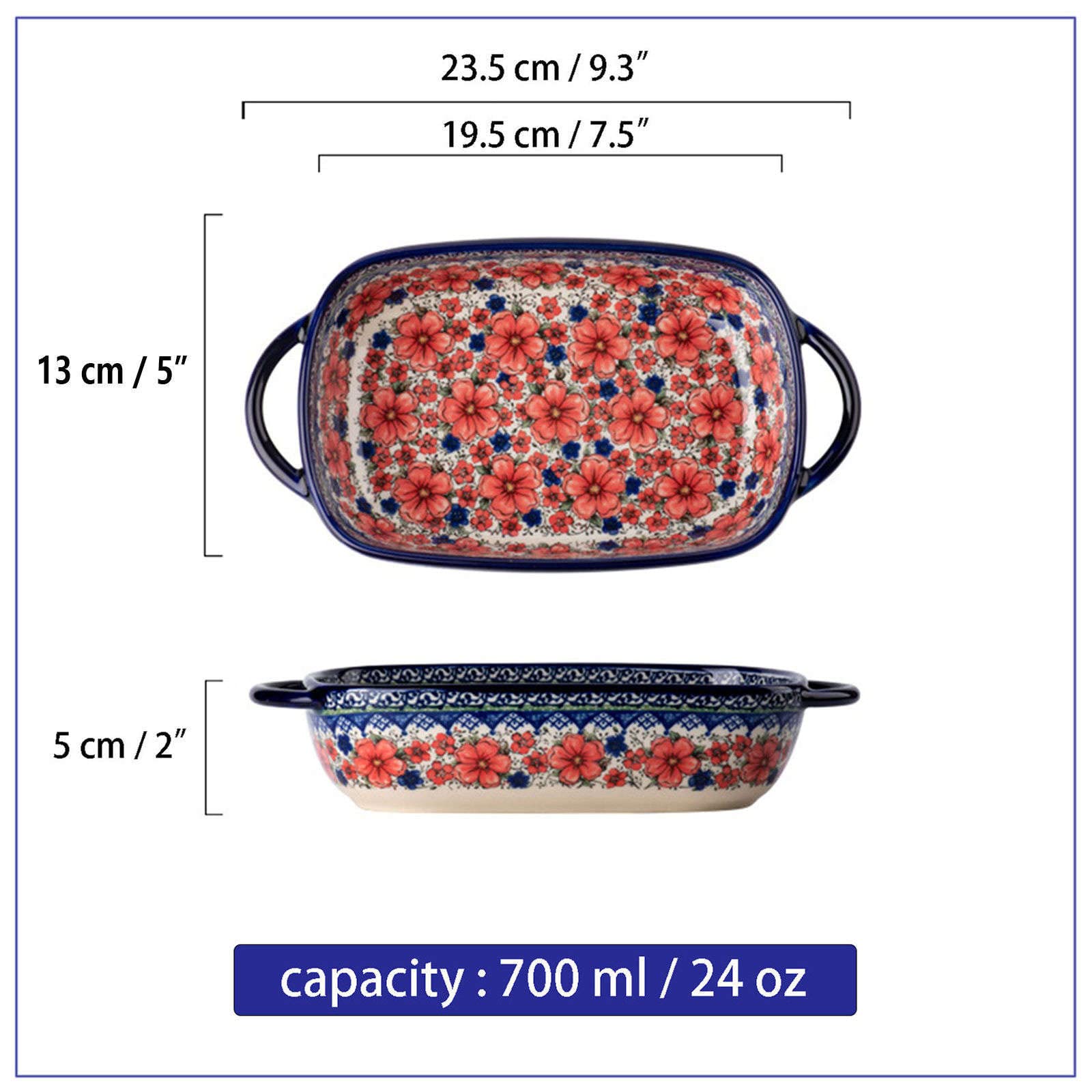 Kleine Auflaufform Für 1 Person, Lasagne Auflaufform Klein 950ml, Ofenform 21x18,5x7 Cm-Färberdistel-Rechteck 700ml
