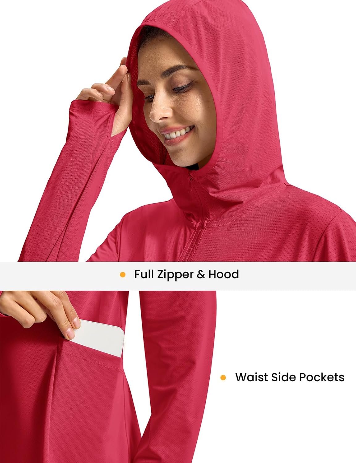 Rdruko Women's Swimsuit Cover Ups, UPF50+ Long Sleeve Beach Vacation Bathing Suit SPF Zip Hooded Shirts Lightweight Quick Dry - Image 5