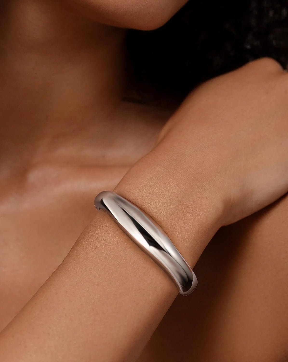 Elegance 11 designs Gold Plated Cuff Bangle Bracelets For Women Set Chunky Trendy Gold Bracelet Minimalist Hinged Arm Cuff Jewelry Gift 2pcs - Image 2