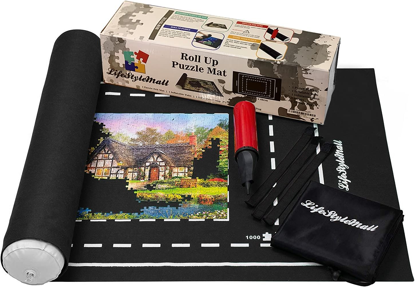 Jigsaw Puzzle Roll Mat - Portable Storage and Accessory for 500, 1000, 1500 Pieces - Premium Felt Material