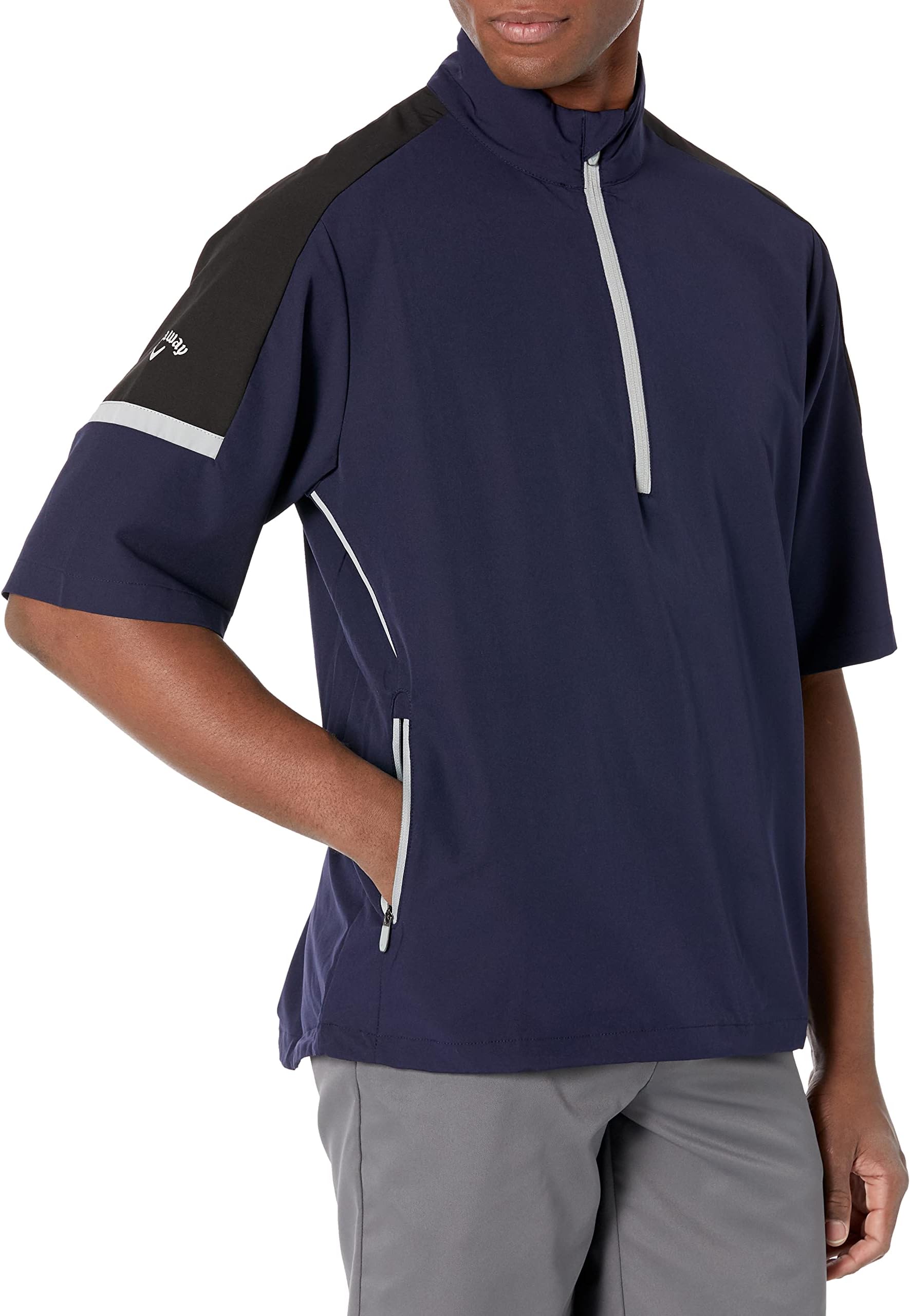 CallawayMen's Swing Tech Blocked 1/4 Zip Short Sleeve Golf Windbreaker