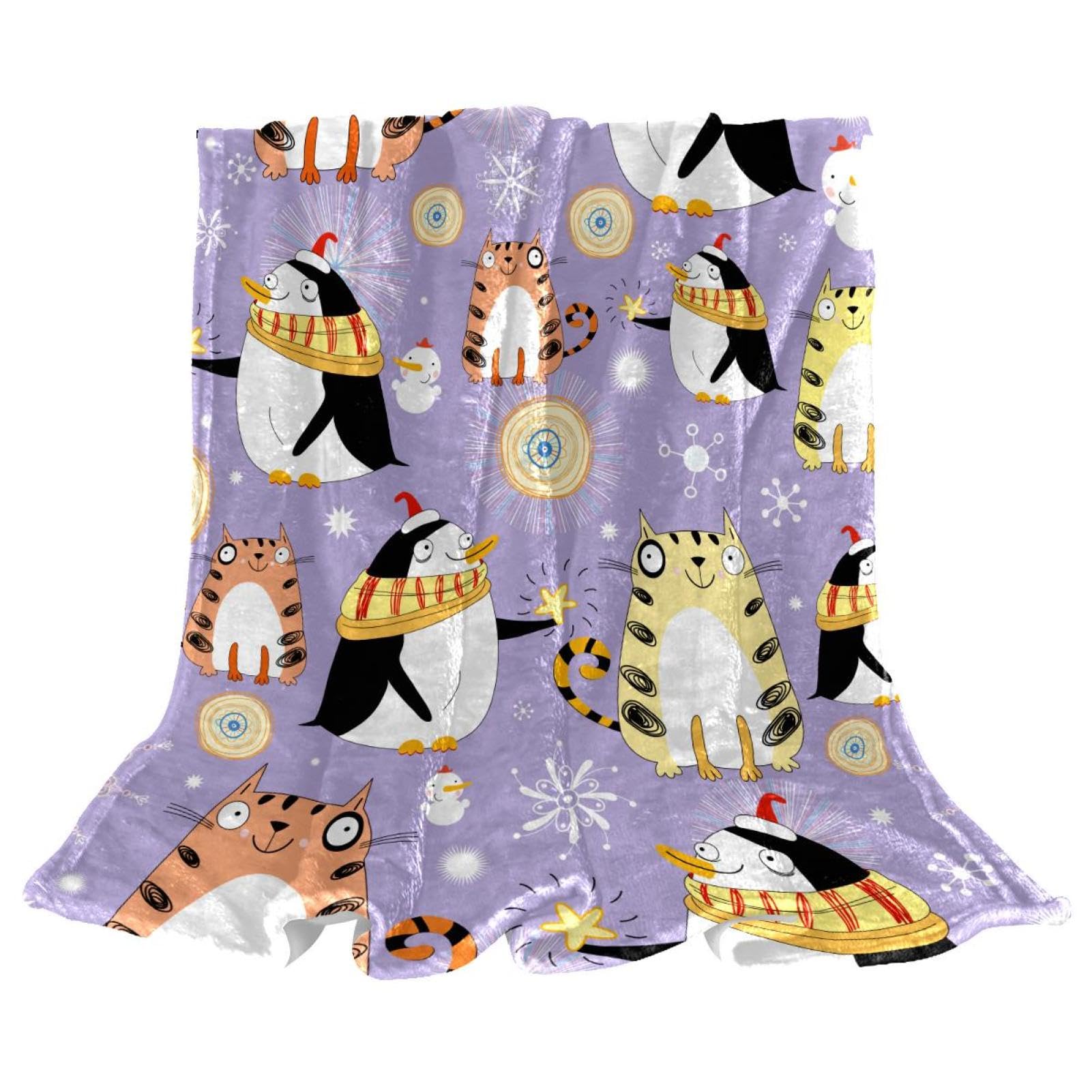 Couverture polaire chats contre le froid hivernal | Plaid doux pour lit et canapé