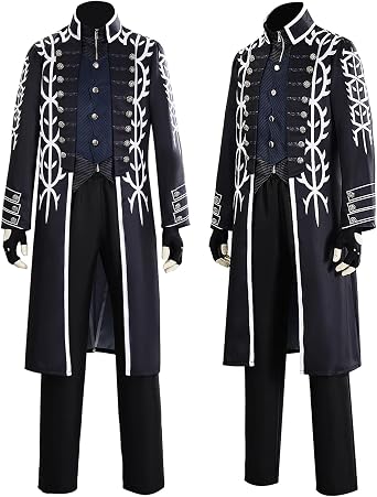 Mens Vergil Cosplay Costume Devil Trench Coat Shirt Pants Gloves Outfit