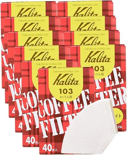 Karita Kalita - Filtro de papel de café, trapezoidal, para 4 a 7 personas, 103 papeles de filtro, 400 hojas (40 x 10), en caja, blanco, #15027,