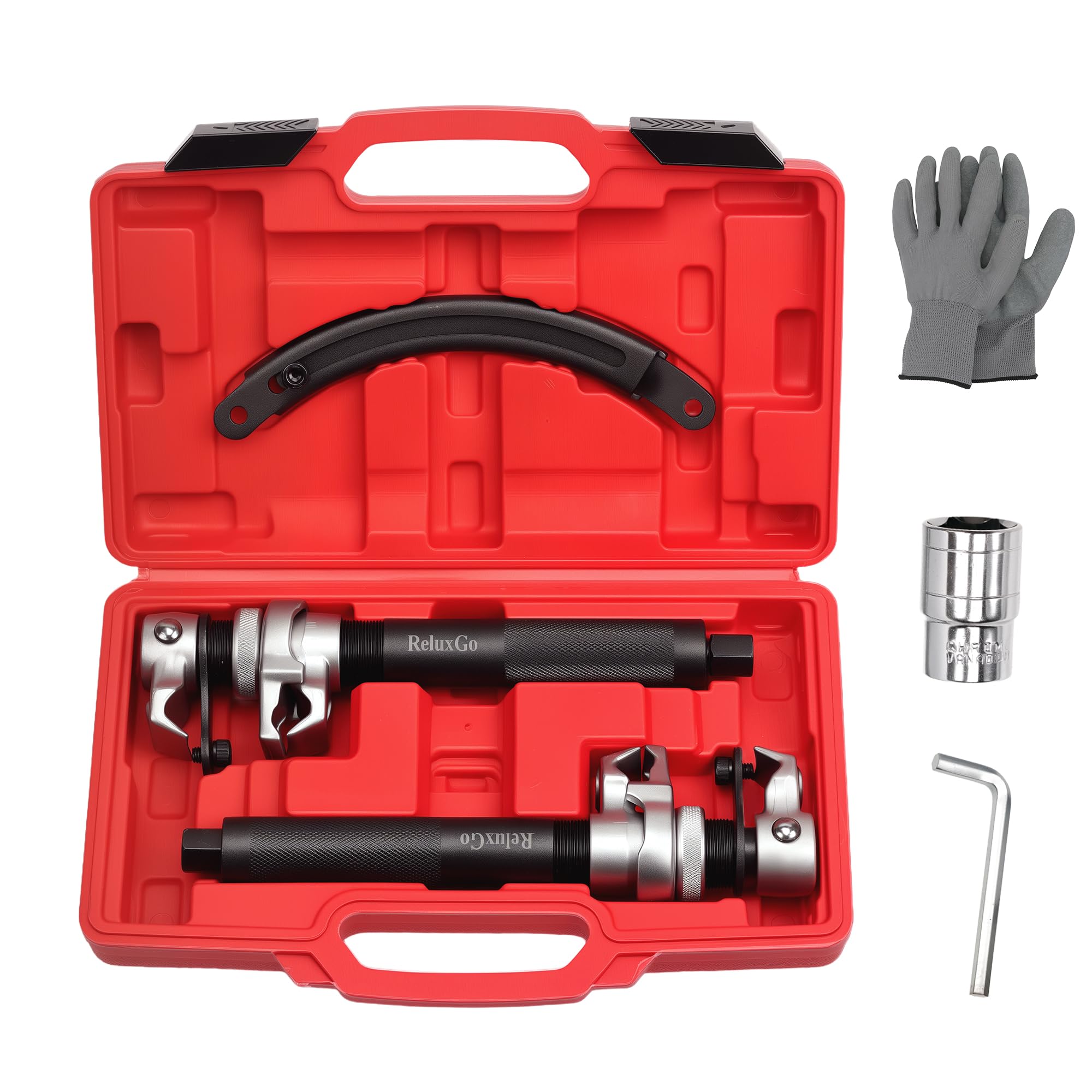 Coil Spring Compressor Tool Automotive 2 pcs Heavy Duty Macpherson Strut Spring Compressor Set with Safety Bracket for Car Truck ATV UTV, 2200 LB Capacity, Coil Spring Compression Tool