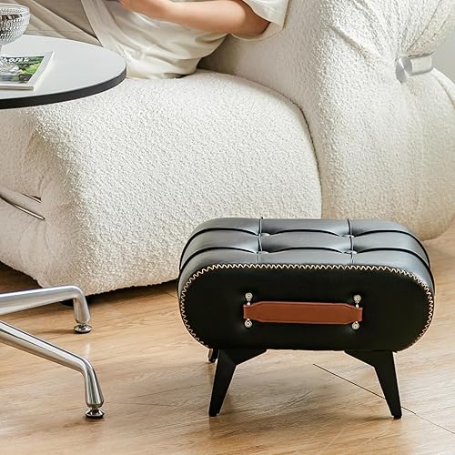 Miniatura 7 de Reposapiés pequeño  Reposapiés de piel sintética elegante y funcional para asientos adicionales en la sala de estar, entrada u oficina