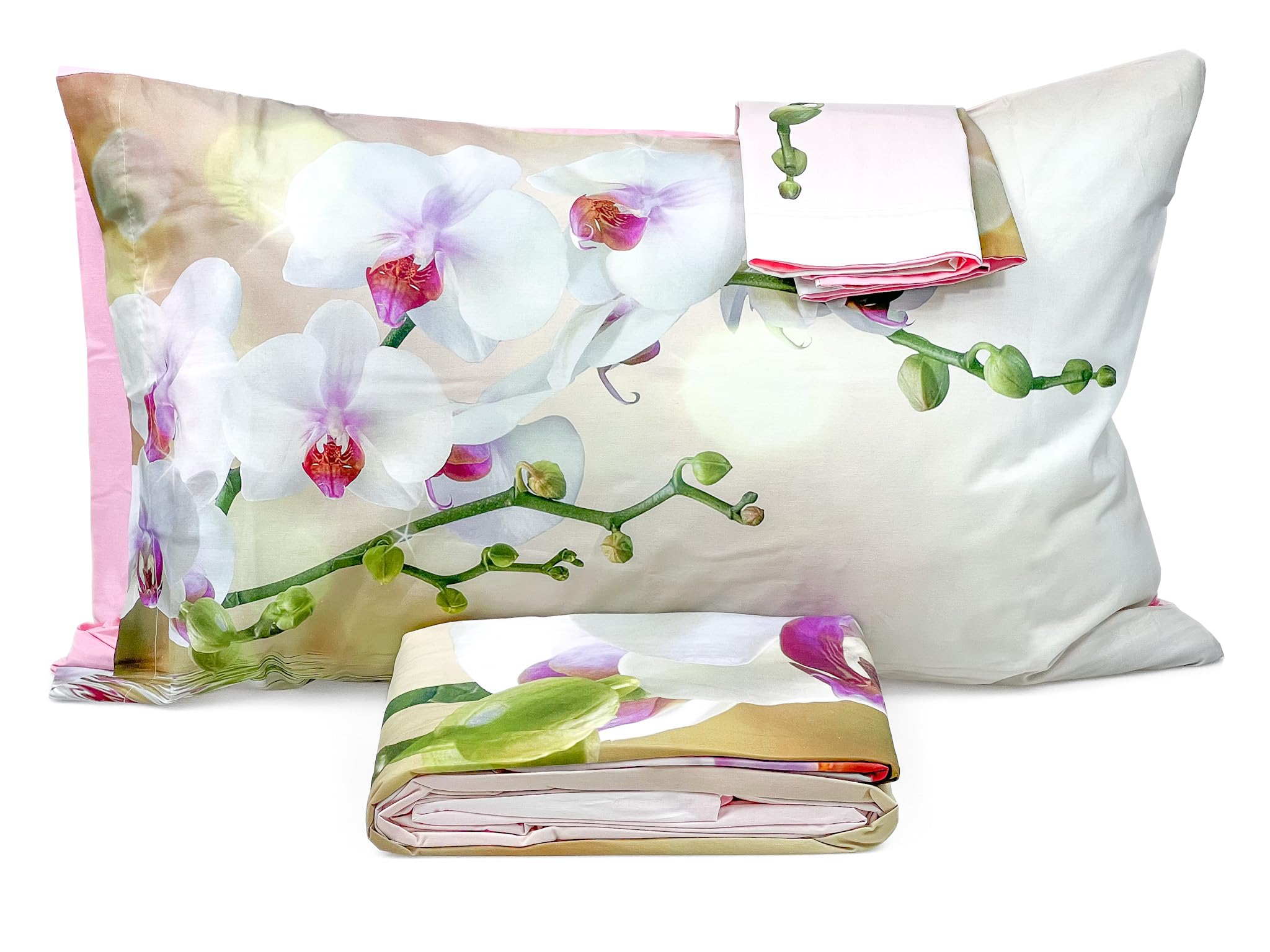 BIANCALUNA Miss Terry Nobu Copripiumino Letto Matrimoniale Set con Federe 100% Cotone 205x205 cm