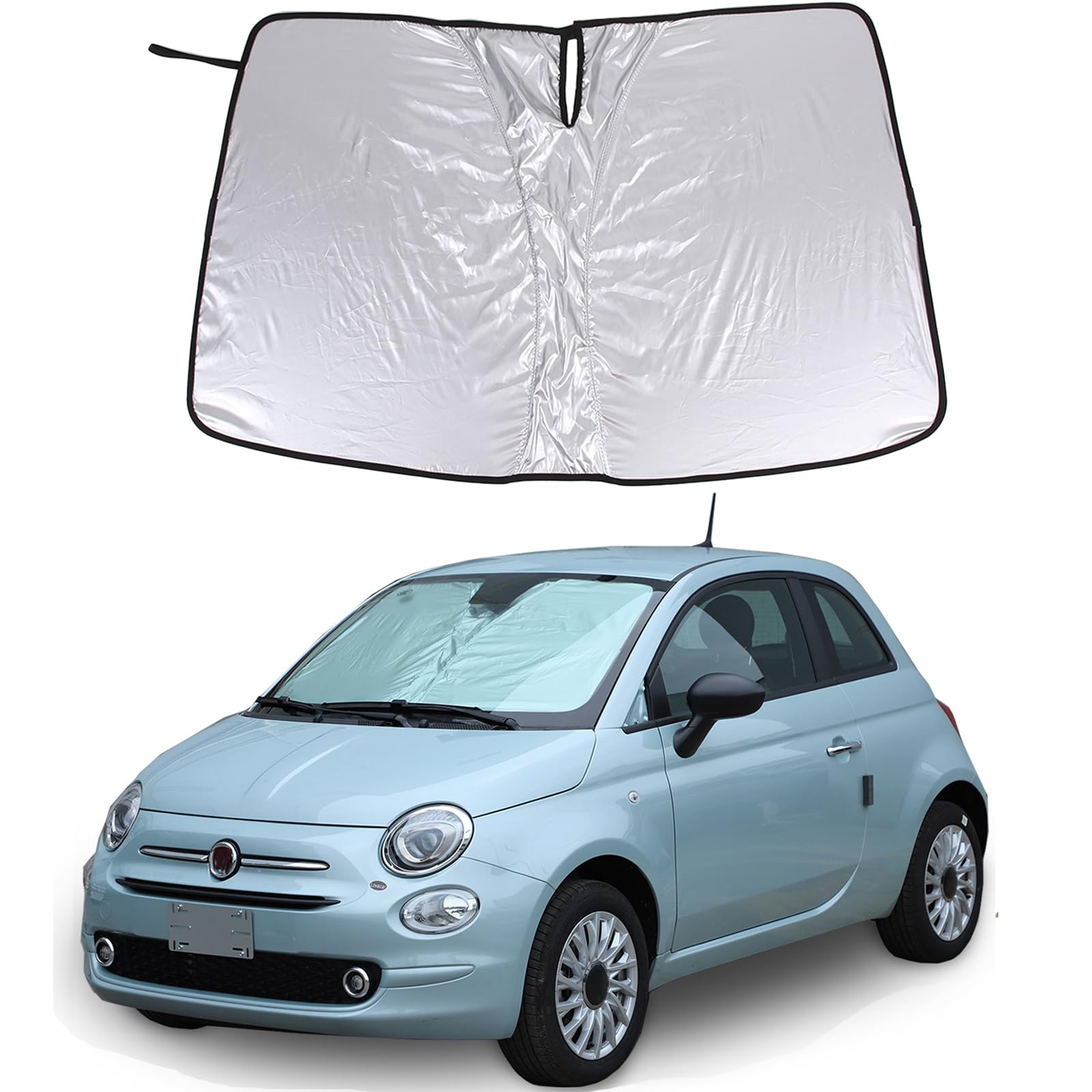 Tumukiw Front Windshield Sun Shade Compatible with Fiat 500 2010-2024 Car Windshield Sun Shade Foldable Sun Shield UV Protection Auto Accessories (