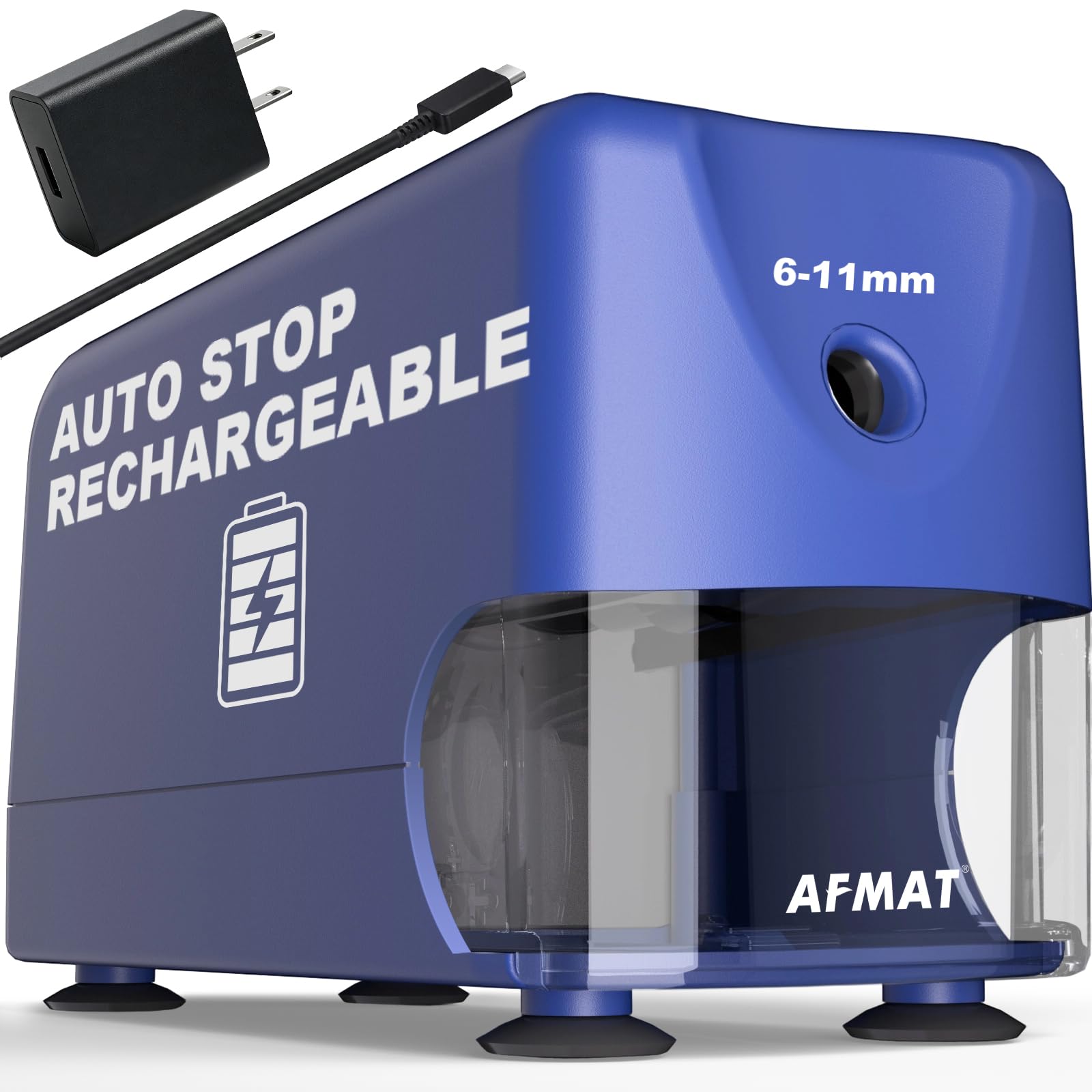 Sacapuntas eléctrico recargable AFMAT para lápices grandes de 6 a 11 mm 8