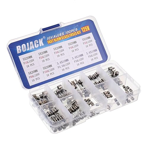 Miniatura 2 de BOJACK Fusibles para luces de Navidad 5x20mm 125V 1A 2A 3A 4A 5A 8A 10A Fusibles de vidrio de explosión rápida 3.6X10mm Fusible mini 125V 2.5A 3A 5A