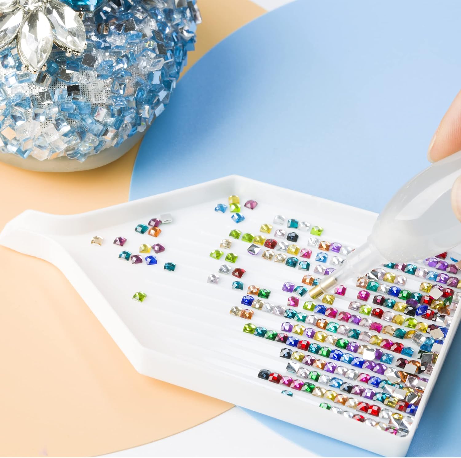 Rhinestones Diamond Painting Beads, Diamond Bead Art Diamond Painting Drills, Diamond Painting Accessories, Diamond Art Accessories and Tools, Rhinestones for Makeup, 20 Colors Square Bead, 20000PCS