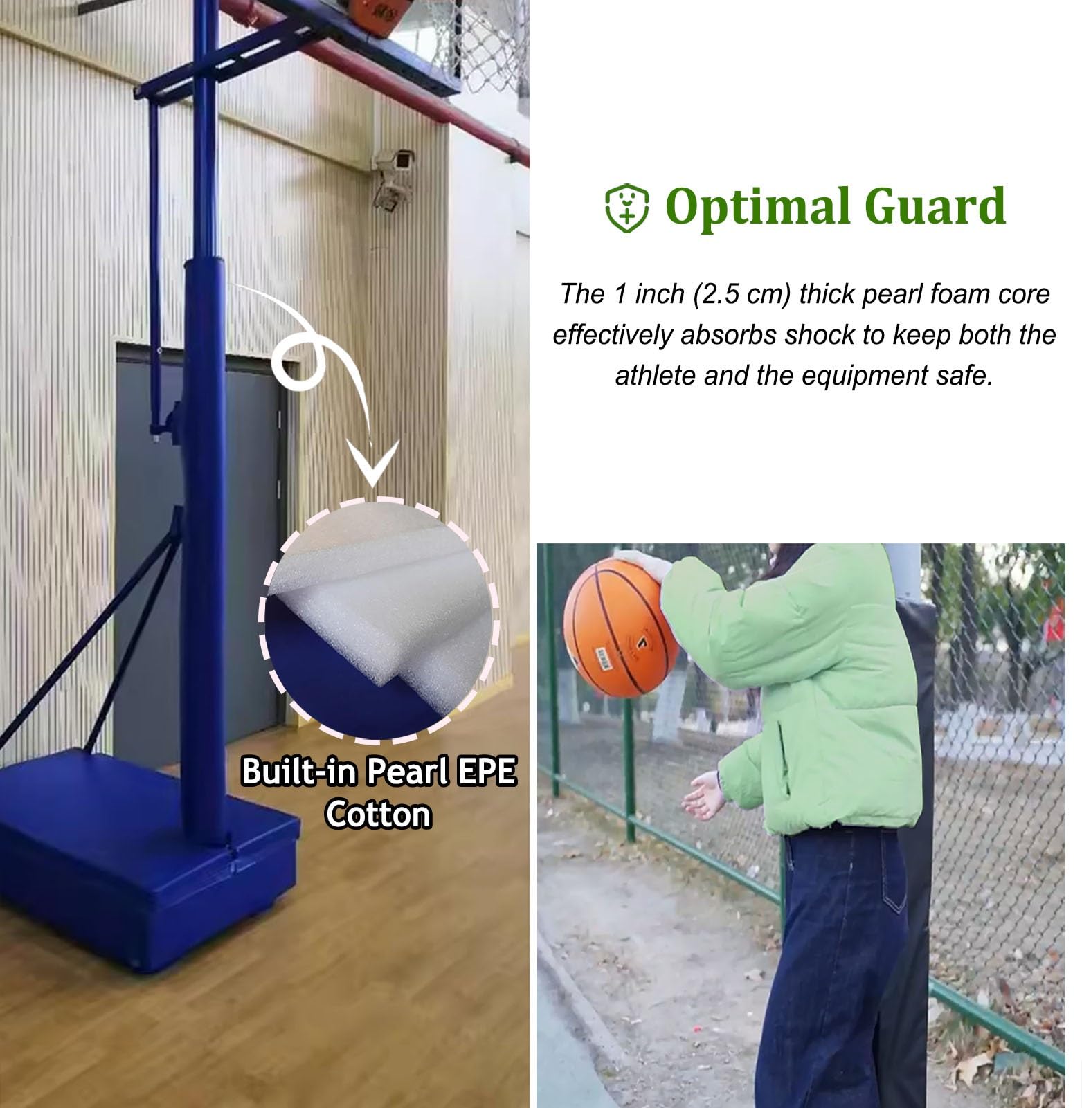 Funda para bastón de baloncesto de 3.5 pulgadas de diámetro, 72 pulgadas de alto, ajuste personalizado con correa autoadhesiva y cremallera, ideal para protección de columna de sótano